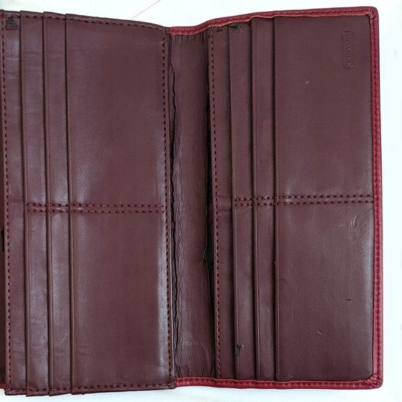 Coach Burgundy Signature Large Fold Wallet - Picture 7 of 16